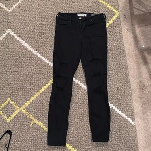 Black Ripped High Rise Skinny Jeans